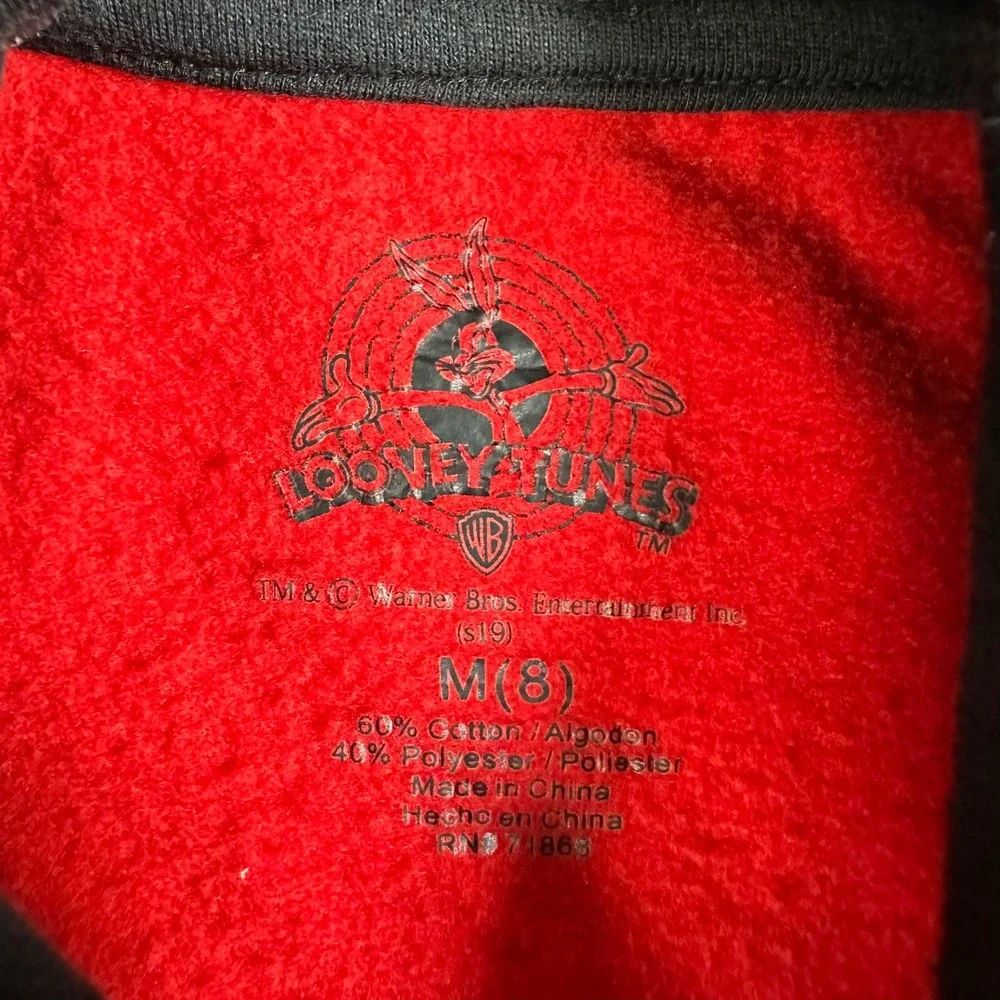 Looney Tunes Taz Hustle Hoodie Kids Medium 8 Red‎ Black Tasmanian Devil Pullover